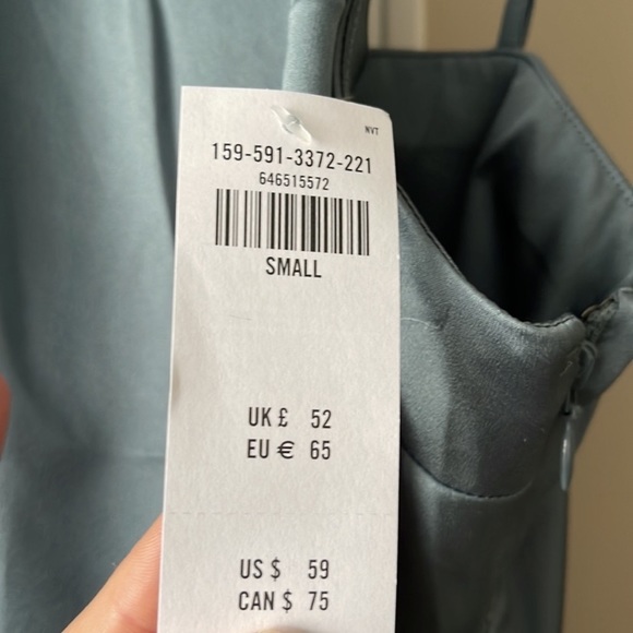 Abercrombie Blue Satin Slip Mini Dress A-Line Neck - Picture 2 of 2